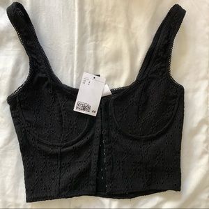 Black Eyelet Crop Top / H&M / New